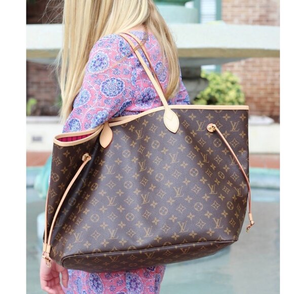 Authentic Louis Vuitton Neverfull GM Purse Monogram Tote Shoulder Bag Brown Tan - Picture 1 of 16